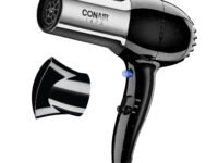 Conair Hair Dryer, 1875W Full-Size Hair Dryer with Ionic Conditioning, Blow Dryer, Tourmaline Ceramic Technology for Quick Drying, Black/Chrome