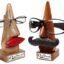 Craftland Rosewood Wooden Brown Handcrafted Nose Shaped Goggle Spectacle/Specs Eyeglass Holder Stand with Black Moustache (Black Moutche n Red Lips)
