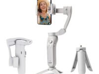 DIGITEK® (DSG-007F) 3-Axis Gray Smartphone Gimbal - Wide Angle Handheld Vlogging Stabilizer - 4 Creative Operation Modes for Android & iOS - Seamless Videography