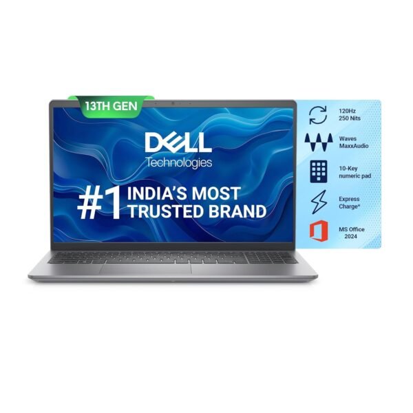 Dell Vostro 3530 Laptop 15.6" FHD Display, 13th Generation Intel Core i5-1334U Processor, 16GB DDR4 RAM, 512GB SSD, Intel Iris Xe Graphics, Win 11 + Office H&S 2024- Titan Grey, 1.66 Kg