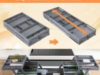 Desk Drawer Organizer Folding Drawer Organizer Tray with 2 Sliding Dividers Desk Organizers and Accessories Makeup Vanity Jewelry and Small Office Supplies Office Charger Cables Stationeries