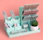 Desk Organizer for Stationery Supplies - Large Pen Pencil Holder with Compartments, Cute Storage Box for Kids, Girls, Office, Home, School & Craft Use Desktop Organization Stand Case (Green)