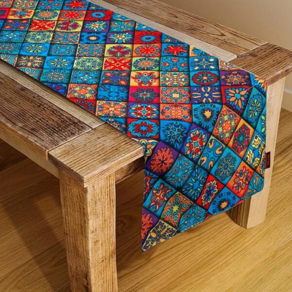 Digital Ethnic Printed Table Runner Double Layered – Premium Fabric, Elegant Home & Dining Table Décor, Vibrant Fade-Resistant Colors, Easy to Wash (13x72 Inches) TR-35