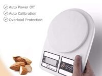 Digital Kitchen Food Weighing Scale, 10Kg x 1g Capacity, LCD Display, with 2 Batteries, for Healthy Living, Home Baking, Cooking, Fitness & Balanced Diet, White