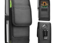 Dual Phone Holster,Belt Phone Pouch, Large Smartphone Pouch Cell Phone Holder, Multi-Purpose Tactical Cell Phone Holder for Work, Hiking, Camping, Barbecue, Rescue (Black)