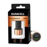 Duracell 38W Fast Car Charger Adapter with Dual Output. Quick Charge, Type C PD 20W & Qualcomm Certified 3.0 Compatible for iPhone, All Smartphones, Tablets & More (Copper & Black)