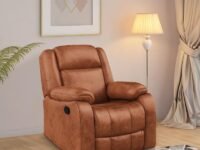 Duroflex Avalon RRR - Suede Fabric Single Seater Recliner – Recline, Rotate & Rock | Premium Foam Comfort | Neck & Lumbar Support | Plush Armrests | Durable Frame | 3 Years Warranty - Desert Orang
