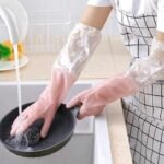 EAYIRA Reusable Heavy Duty Hand Gloves For Dishwashing, Gardening, Kitchen Cleaning Non-Slippery & Durable Long Elbow Length(Inner Cotton Lining For Comfort), 1 Pair (Pink, Pack of 2)