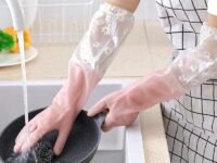 EAYIRA Reusable Heavy Duty Hand Gloves For Dishwashing, Gardening, Kitchen Cleaning Non-Slippery & Durable Long Elbow Length(Inner Cotton Lining For Comfort), 1 Pair (Pink, Pack of 2)