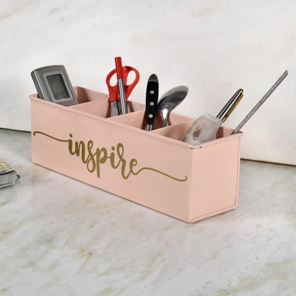 Elan All In One Multifunctional Office Supplies Metal Desk Organizer- Powder Pink (Inspire), Stationery