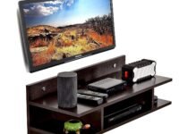 Engineered Wood Tv Unit Rack| Wooden Cabinet| Wall Mount Floating Shelves For Home Décor (Glossy , Umbra Furbish Black ), 5 Centimeters