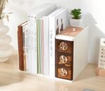 Eono Desk Organizer File Stationery Pens Staplers Clips Office Supplies Tabletop Desk Organizer Storage Hanging Shelves Rack For Study Table With Three Drawers Desktop Bookshelf Magazine Stand(White)