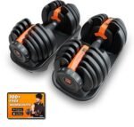 Flexnest Adjustable Iron Dumbbells Set, Designed-in-Germany, Easy Weight Adjustment (2.5Kg-24Kg), Home Workout, Gym Exercise Set For Men & Women, 24Kg, Set of 2 (Black)