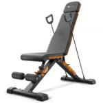 Flexnest Commercial Grade Adjustable And Foldable Gym Bench Incline, Decline & Flat 250 Kg Fitness Gym Bench with Resistance Rope, Leather Adjustable Multi-Purpose Machine (Flexbench 2.0 - Black)