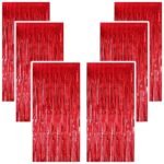 Foil Fringe Tinsel Curtains for Photo Backdrop Party Decorations Red Pack of 6 Pcs