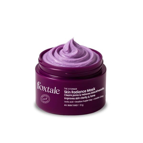 Foxtale De-Tan Face Mask for Glowing Skin | Mini Pack for Travel | Clay Mask with Lactic Acid for Tan Removal, Reduction in Blackheads, Instant Brightening | New-Age Ubtan Face Pack for All Skin Types | Men & Women – 12g