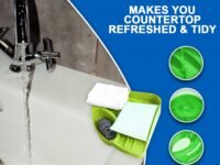 FreshDcart Kitchen Soap Stand for Sink with Tray – Compact Plastic Kitchen Soap Stand for Sink, Corner Storage Rack for Sponge, Scrubber & Dish Soap (Green, Pack of 1)