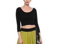 Fressia Fabrics Women's Cotton Readymade Saree Blouse Stretchable Crop Top Choli Bustier Top