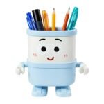 FunBlast Cute Robot Pen Stand for Desk – Cartoon Pencil Holder Organizer for Kids & Adults, Stationery Storage Box for Study Table, Office Desk Decor (Blue)