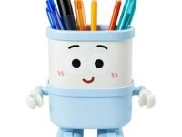 FunBlast Cute Robot Pen Stand for Desk – Cartoon Pencil Holder Organizer for Kids & Adults, Stationery Storage Box for Study Table, Office Desk Decor (Blue)