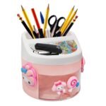 FunBlast Desk Organizer Stationery Storage Stand, Cute Kawaii Pen & Pencil Holder - Table Pen Holder, Stationery Stand For Home, School & Office (Pink),Acrylonitrile Butadiene Styrene
