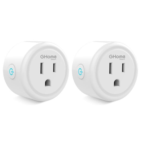 GHome Smart Plug Mini, WiFi Smart Outlet Plug Works with Alexa and Google Home, Timer Outlet with APP Control, Smart Plugs Only Supports 2.4GHz Network, No Hub Required, ETL FCC Listed, White