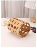GION Bamboo Pen & Pencil Holder – Creative Polygonal Tools Hollow Desk Organizer for Stationery, Crayons, and Office Supplies