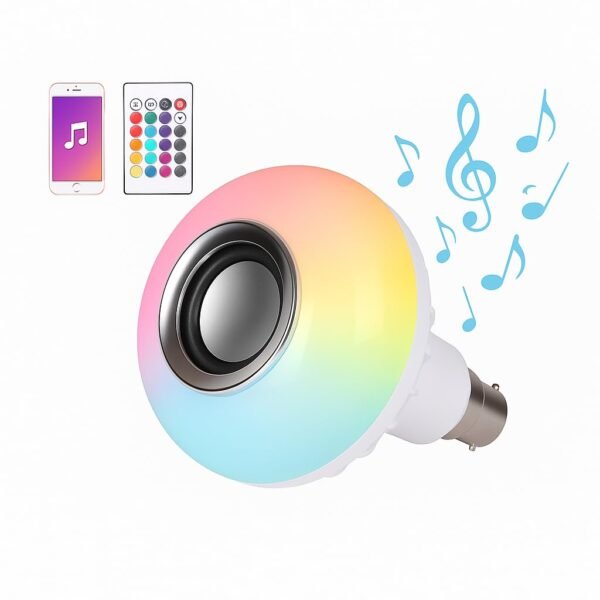Gesto 12W Bluetooth 5.0 Music LED Bulb with Speaker | RGB Color Changing B22 Bulb with Remote | 16 Colors, Bright LED Light, Mood Lighting for Bedroom, Living Room & Home Parties