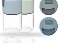 Glass Salt and Pepper Shakers with Press Button Lid Spice Dispenser-Push Button Salt and Pepper Shaker Seasoning Bottle Dispenser-Best for Kitchen and Dining (Pack of 1)