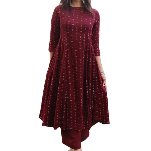 GoSriKi Women Kurta Set | Rayon Viscose Printed Anarkali Kurta with Pant | Ethnic Wear for Women | Indian Casual Office Daily Summer Outfit