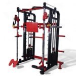Gym24 Equipment Alloy Steel Multi Gym Functional Trainer with Smith Machine with 80 kg Iron Weight Stack (Both Sides) | Installation Free | Home Gym Equipment (Red & Black)
