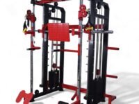 Gym24 Equipment Alloy Steel Multi Gym Functional Trainer with Smith Machine with 80 kg Iron Weight Stack (Both Sides) | Installation Free | Home Gym Equipment (Red & Black)