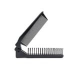 HAMSA Folding Hair Brush and Comb - Plastic Portable Travel Pocket Double Headed Massage Comb for Thick, Thin Hair (Black, Foldable)