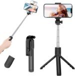 HOLD UP Selfie Stick, Extendable Selfie Stick with Wireless Remote and Tripod Stand, Portable, Lightweight, Compatible with All Smartphone and Mobile (Black)