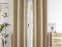 HOMEMONDE Solid Blackout Curtains 8 Feet Long - Thermal Insulated Curtains for Long Door, 70% Room Darkening Drapes for Living Room, Bedroom, 96 Inch 1 Piece, (Beige, 243.84 x 118 CM)