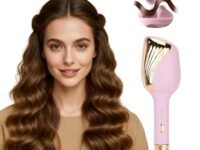 Hair Curler Machine | Automatic Hair Curler For Women with 3 Temperature Settings | Easy Wavy & Curly Hairstyles | Beach Waves Curling Iron | Anti-Scald Design, Quick Curls in 10-15 Min, Tangle-Free, Ceramic Coating, 360° Swivel Cord (Pink)