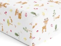 Haus and Kinder 100% Cotton Fitted Cot Crib Sheet | Bed Sheets for Newborn Baby Crib Mattress | Deep Pocket All Round Elastic Fitted Crib Sheet for Baby| Size 132 cm x 71 cm | Whimiscal Woodland