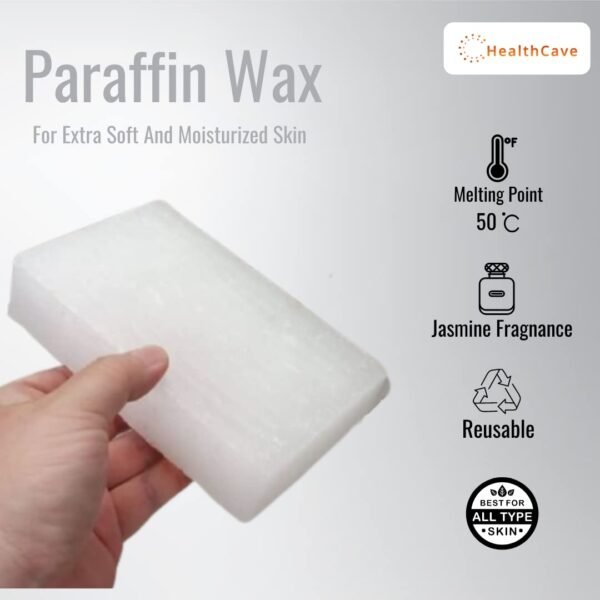 Healthcave Jasmine Scented Paraffin Wax Block – 450g Refill for Therapy & Beauty – Deep Hydration for Hands, Feet, Cracked Heels, Arthritis Relief – Natural Oils, Spa-Grade Paraffin Wax | For Salon proffesionals | Home Use | Physiotheraphy Treatments.