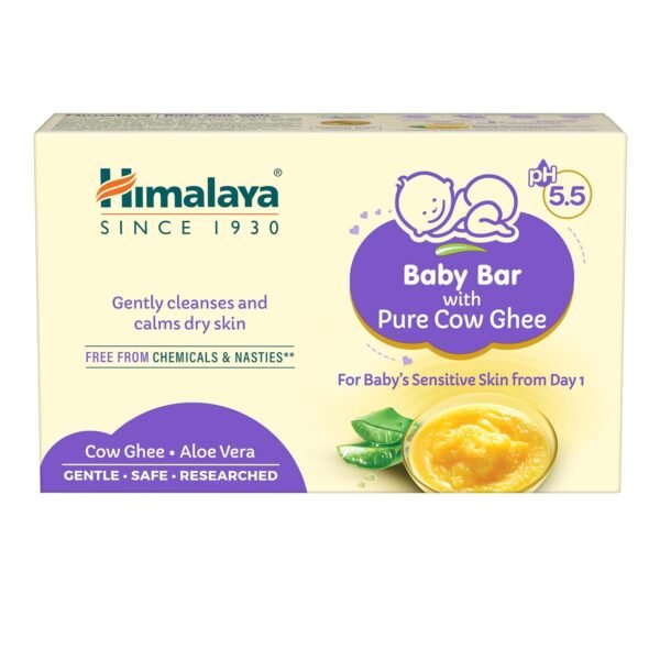 Himalaya Baby Bar with Pure Cow Ghee 125G|ph 5.5|Aloe vera|Soap free|Derma Tested | Safe for newborns|For baby's sensitive skin from day 1