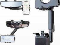 Hold Up 360°Rotatable and Retractable Car Phone Holder, Multifunctional Rearview Mirror Mobile Holder [Upgraded] Universal Phone Mount for Car Adjustable Rear View Mirror Car Mount for All Smartphones