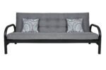 Home Decoration Art Jackson Three Seater Futon Sofa-Cum-Bed with Mattress (Glossy Finish, Grey)
