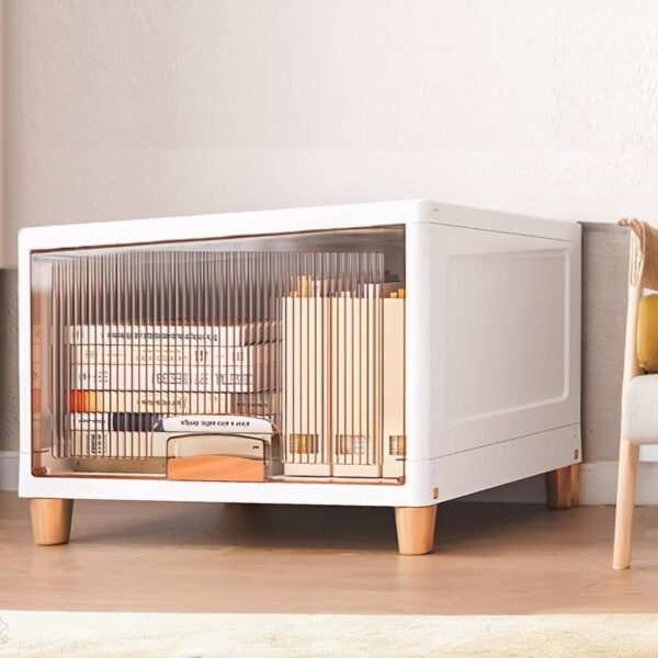 JD FRESH 1 Tier Foldable Plastic Rack for Storage/Kitchen Cupboard/Versatile and Sturdy Wardrobe for Clothes/Multipurpose Storage Organizer/Closet for Bedroom/Living Room/Laundry Room (Transparent)