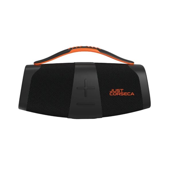 JUST CORSECA Sstrike 40W Wireless Bluetooth Speaker | Powerful Bass | BT 5.3 | LED Light Sync | Built-in Mic | 2400mAh Battery | 15H Playtime | TWS Pairing | Portable Handle | FM/USB Support (Black)