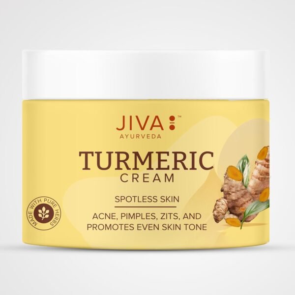 Jiva Turmeric Cream 100gm | 100% Ayurvedic Formula | Nourishes Skin, Improves Complexion And Prevents Acne, Pimples, Zits & Blemishes | Ideal For All Skin Types (Pack of 1)