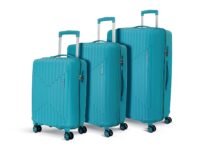 KAMILIANT by American Tourister Savvy 3 Pc Set 55 Cms, 70 Cms & 80 Cms - Small, Medium & Large Polypropylene(PP) Hardside 8 Wheels Spinner Luggage Set/Trolley Bag Set (Sea Blue)
