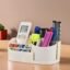 Kuber Industries Aesthetic 360 Degree Rotating Stationery Desk Organiser for Office Table | Stylish Study Room Accessories for Students | Table Organiser, Pen Stand & Holder | Off White