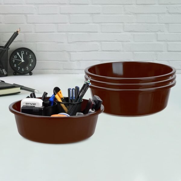 Kuber Industries Pack of 4 Desk Organizer | Stationery Organizer | Multipurpose Storage Organizer | Office Supplies Organizer for Pen-Pencil-Staplers-Clips | Desktop Organizer | 6 LTR | Brown, Plastic