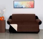 Kuber Industries Reversible 2 Seater Polyester Sofa Cover for Living Room Brown & Ivory Standard (HS_36_KUBMART018998)