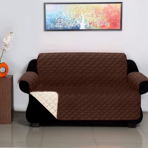 Kuber Industries Reversible 2 Seater Polyester Sofa Cover for Living Room Brown & Ivory Standard (HS_36_KUBMART018998)