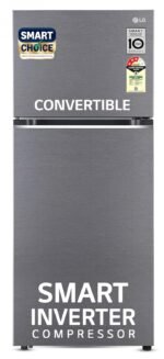 LG Smart Choice, 343 L, 3 Star, Frost-Free Smart Inverter Double Door Refrigerator (GL-S382SDSX, Dazzle Steel, Convertible with Express Freeze)